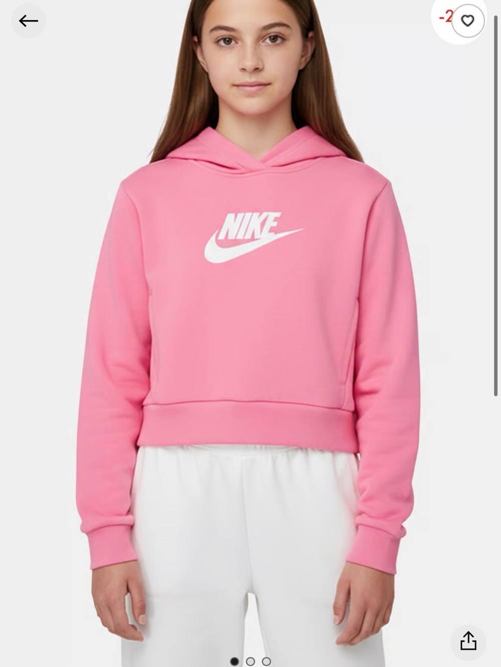 Kids Girl Brand Logo Long Sleeve Outdoor Crop Hoodie, Pink (13-15) Years